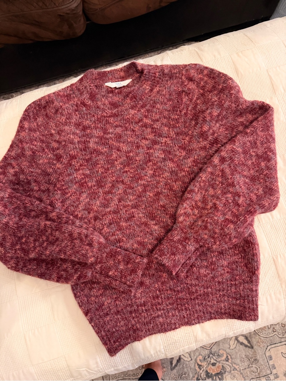 Time and Tru Marled Wine Crewneck Sweater